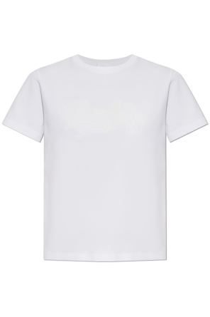 Tシャツ・カットソー VERSACE Men Tops 1011694 1A08584 1W000 BIANCO OTTICO WHITE Embroidered '90s Vintage Logo T-Shirt White | VERSACE US